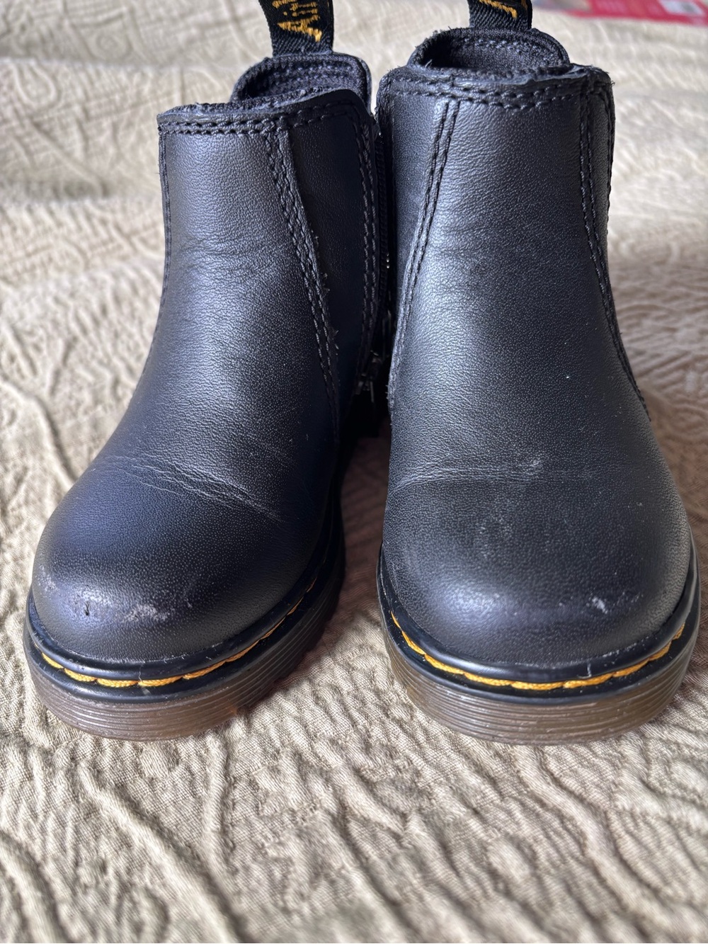 Toddler Doc Martin Black Chelsea Boots - Classic Pull-On Style side zipper